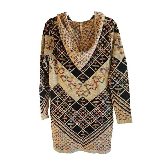 Kamana Multicolor Hooded Cardigan Long Sweater Womens Size Small Rainbow Boho - Picture 2 of 15